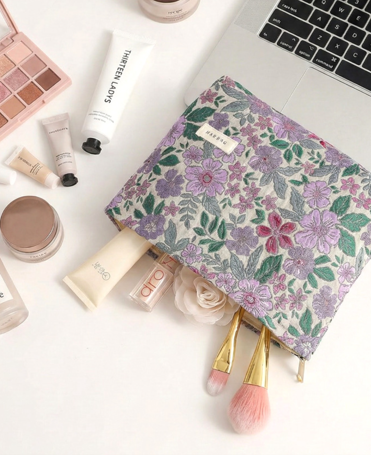 Juniper Tide - Purple Floral Cosmetic Pouch