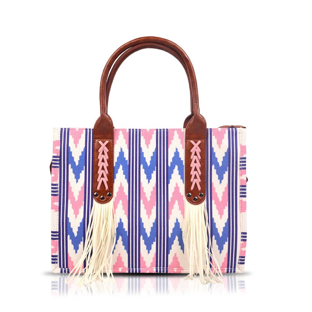 Fringe Pink Aztec Western Tote Bag