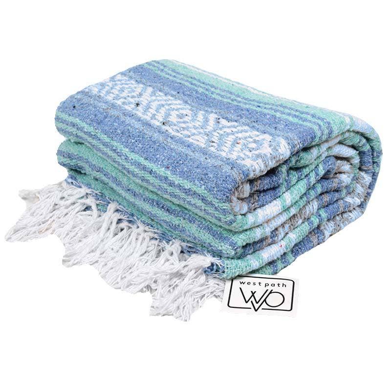 West Path - Mint Blue Ocean Mexican Falsa Yoga Blanket