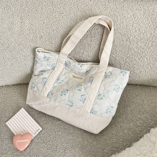 Juniper Tide - Floral Canvas Tote Bag: Blue Floral