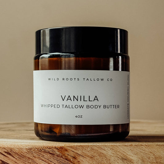 Wild Roots Tallow Co. - Vanilla Bean Infused Tallow Body Whip: 2oz