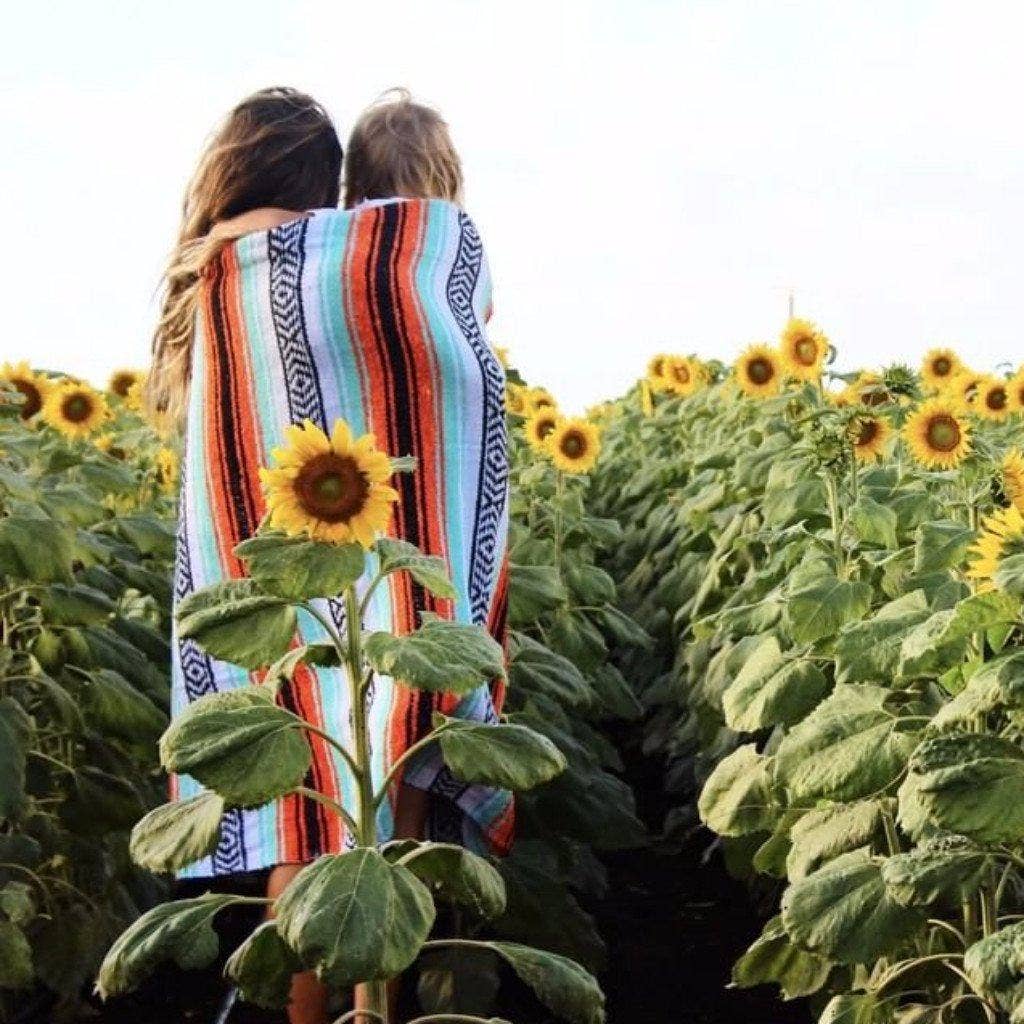 West Path - Mint and Orange Mexican Falsa Yoga Blanket