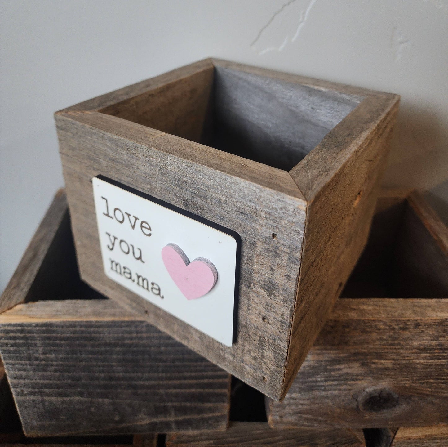 Love Reclaimed - Rustic Love You Mama Reclaimed Wood Planter Box