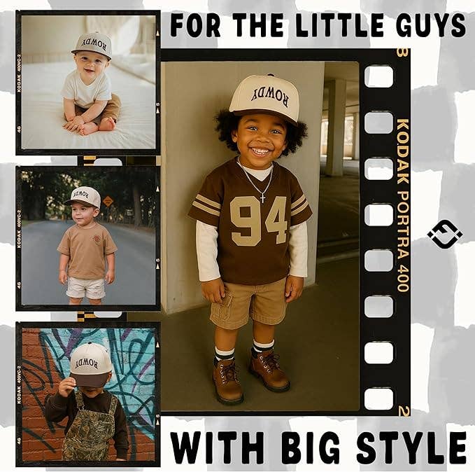 Kids/Baby 2-Tone Cap: Rowdy Upside Down - Brown/Beige: X-Small (0-12 Months)