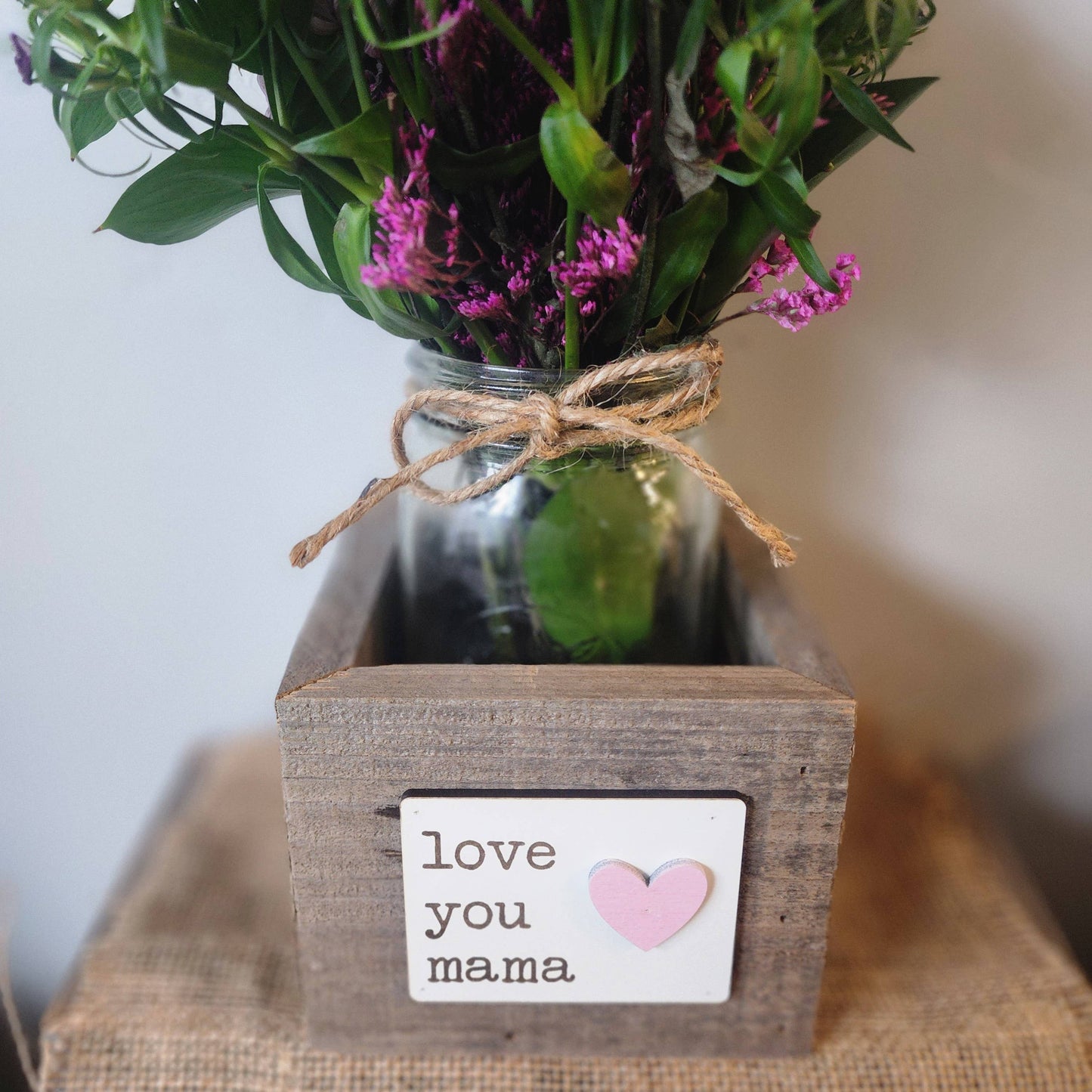 Love Reclaimed - Rustic Love You Mama Reclaimed Wood Planter Box