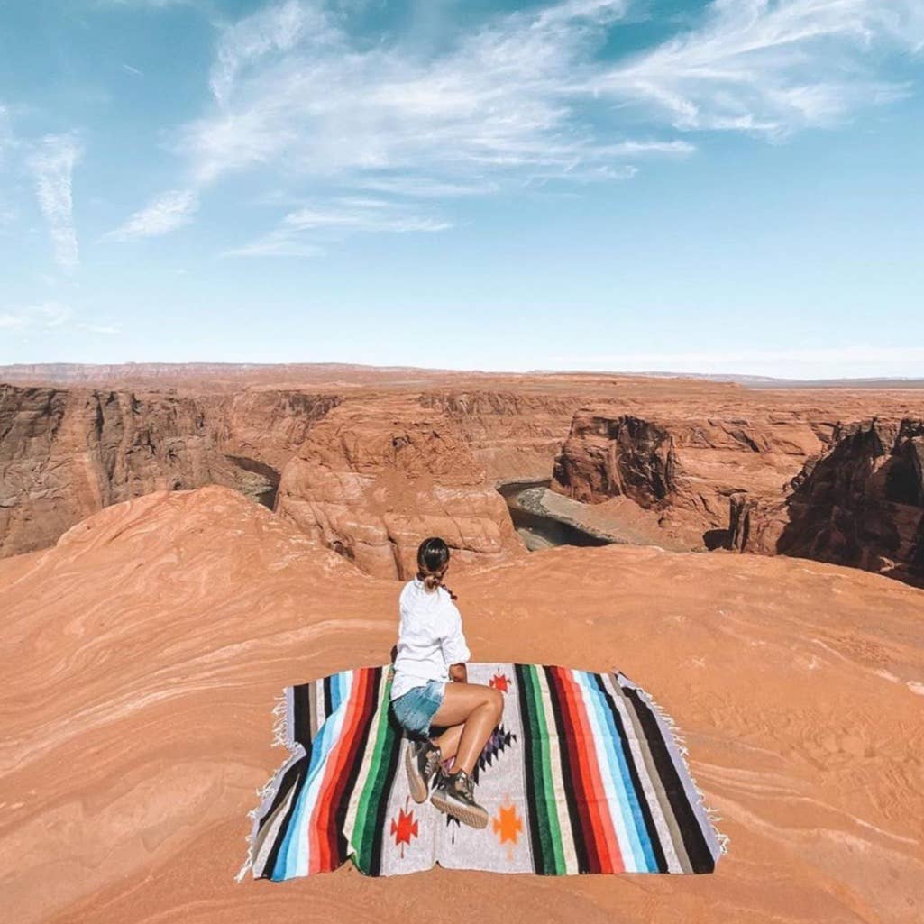 West Path - Aztec Mexican Diamond Blanket | Beige Tan Khaki Throw