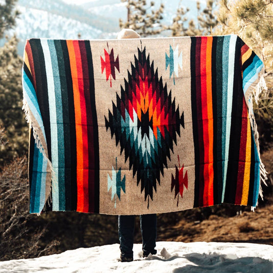 West Path - Aztec Mexican Diamond Blanket | Beige Tan Khaki Throw