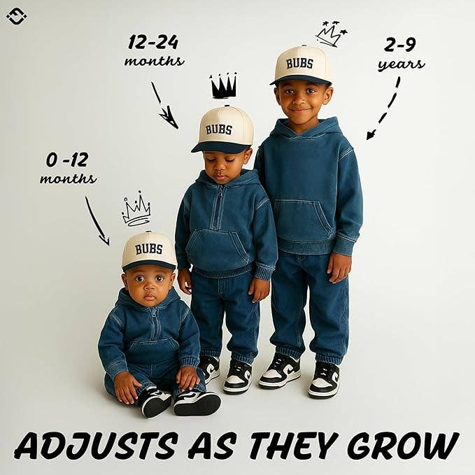 Kids/Baby Two Tone Vintage Cap - Bubs (Navy/Beige): Small (12-24 Months)