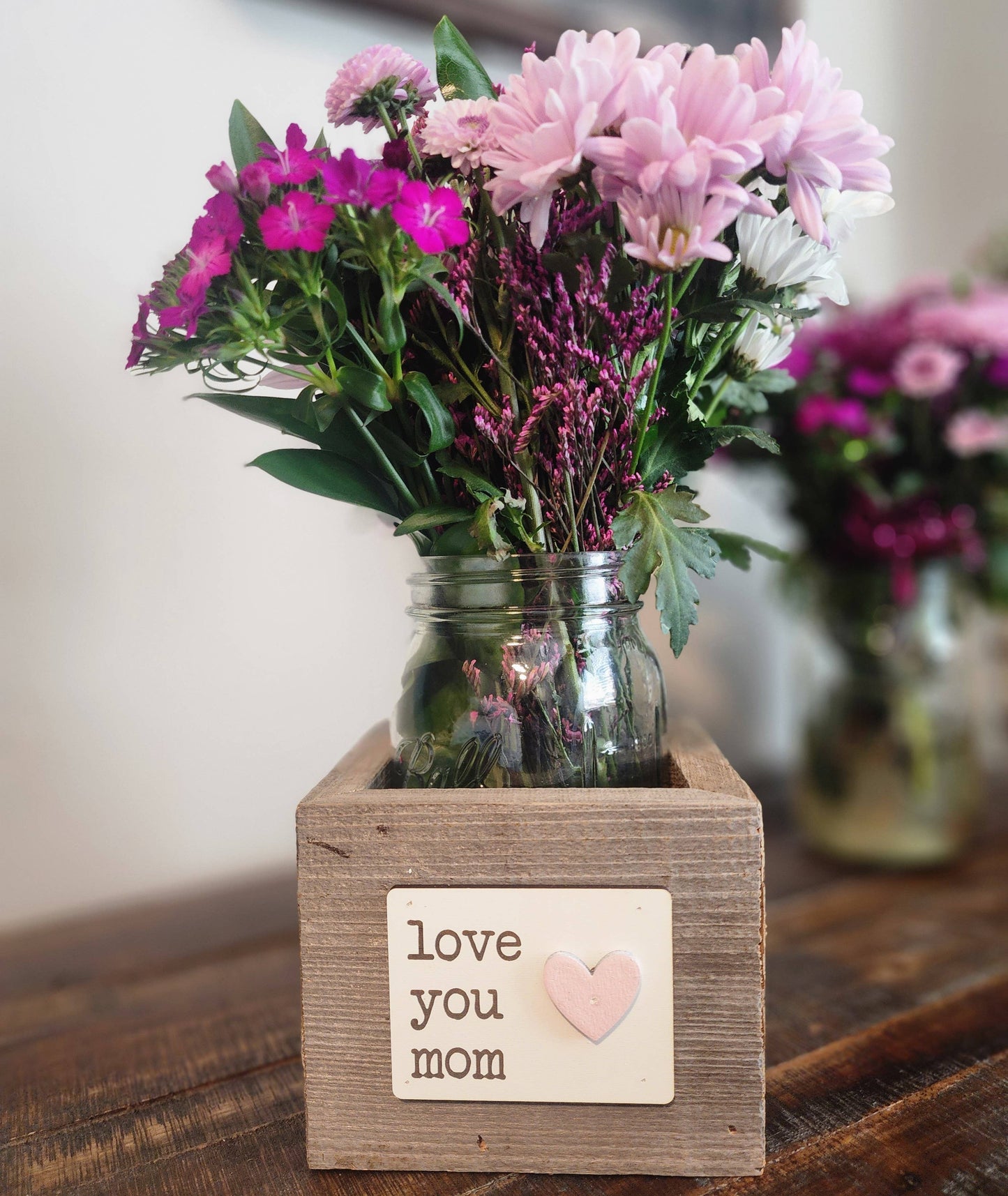 Love Reclaimed - Rustic Love You Mom Reclaimed Wood Planter Box