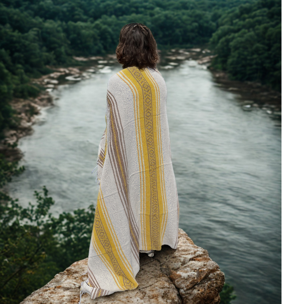 West Path - Woven Mexican Blanket - El Classico | White Serape Throw