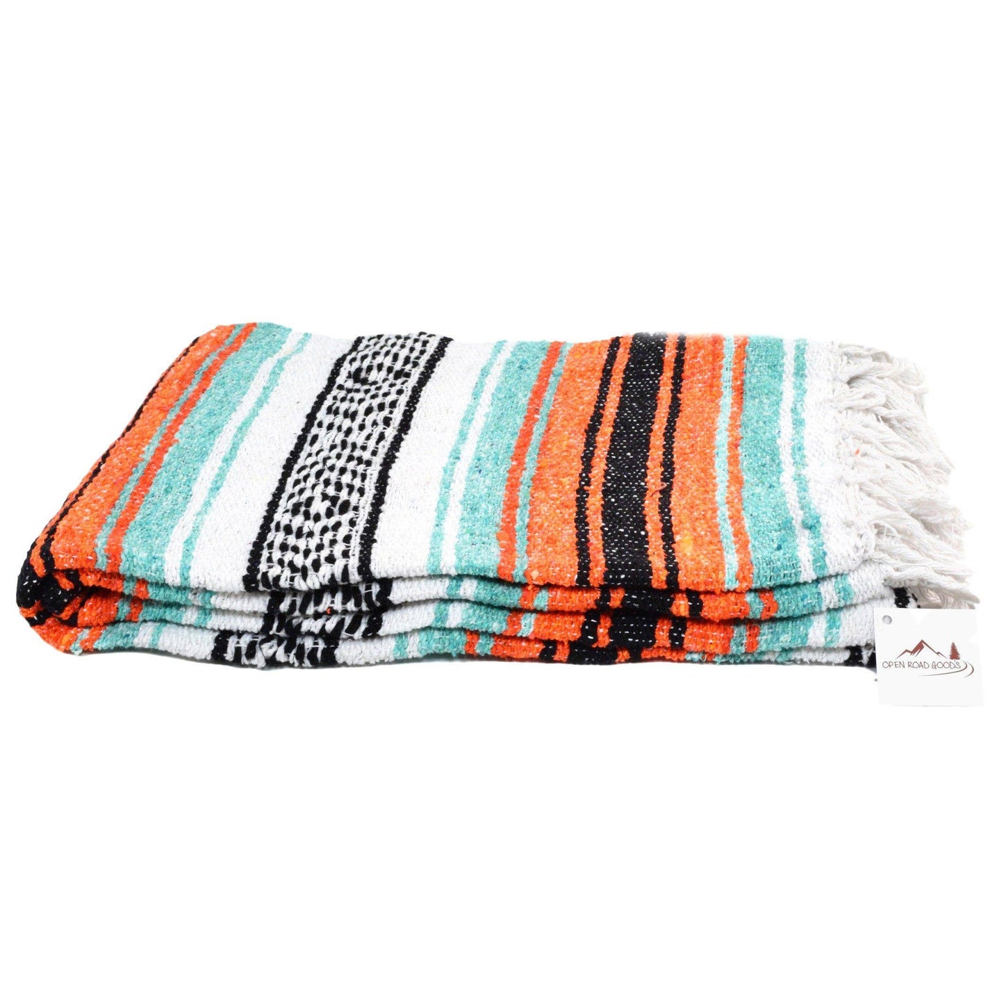 West Path - Mint and Orange Mexican Falsa Yoga Blanket