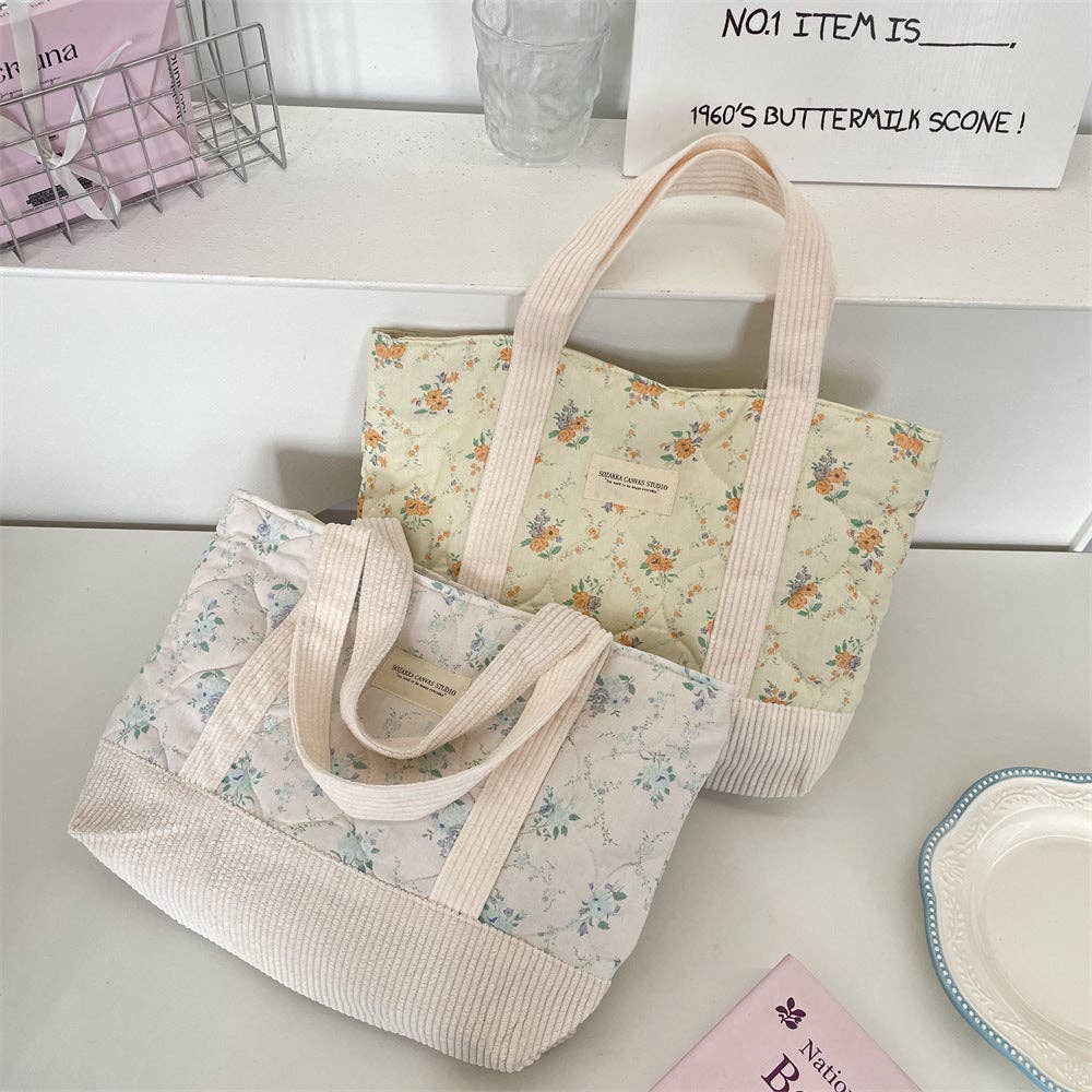 Juniper Tide - Floral Canvas Tote Bag: Blue Floral