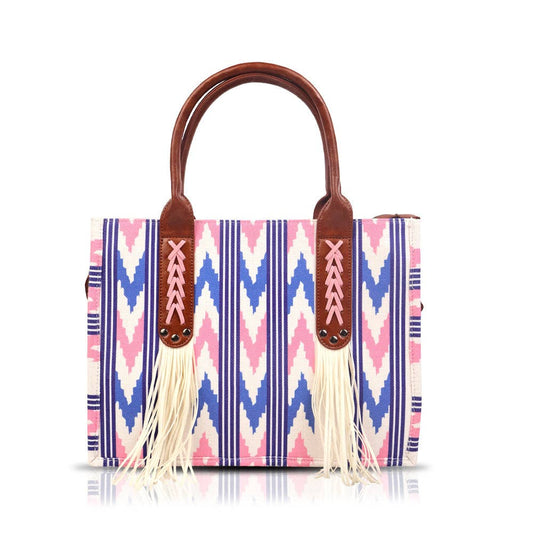 Fringe Pink Aztec Western Tote Bag