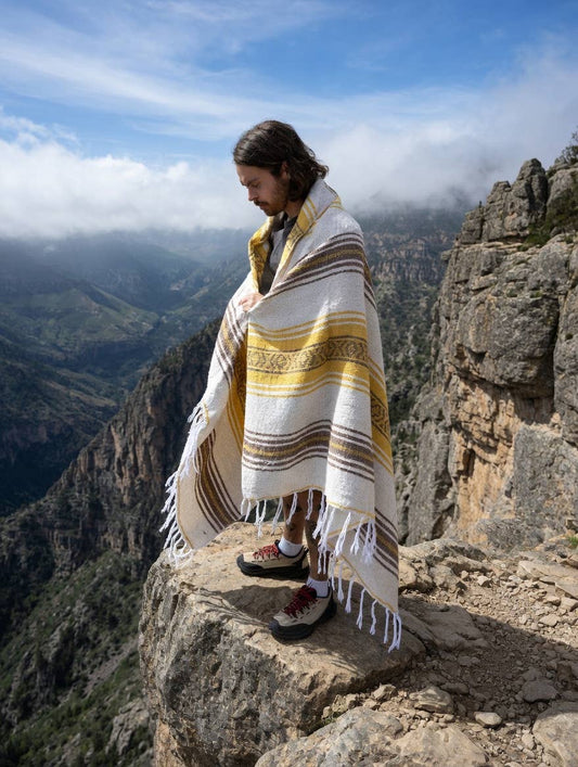 West Path - Woven Mexican Blanket - El Classico | White Serape Throw
