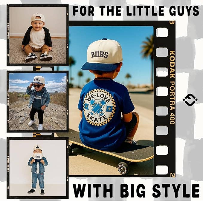 Kids/Baby Two Tone Vintage Cap - Bubs (Navy/Beige): Small (12-24 Months)