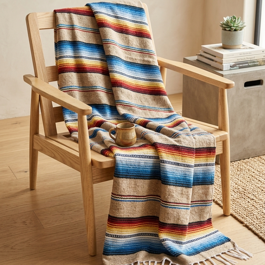 West Path - Authentic Mexican Blanket - Mojave Sunset | Sarape Throw