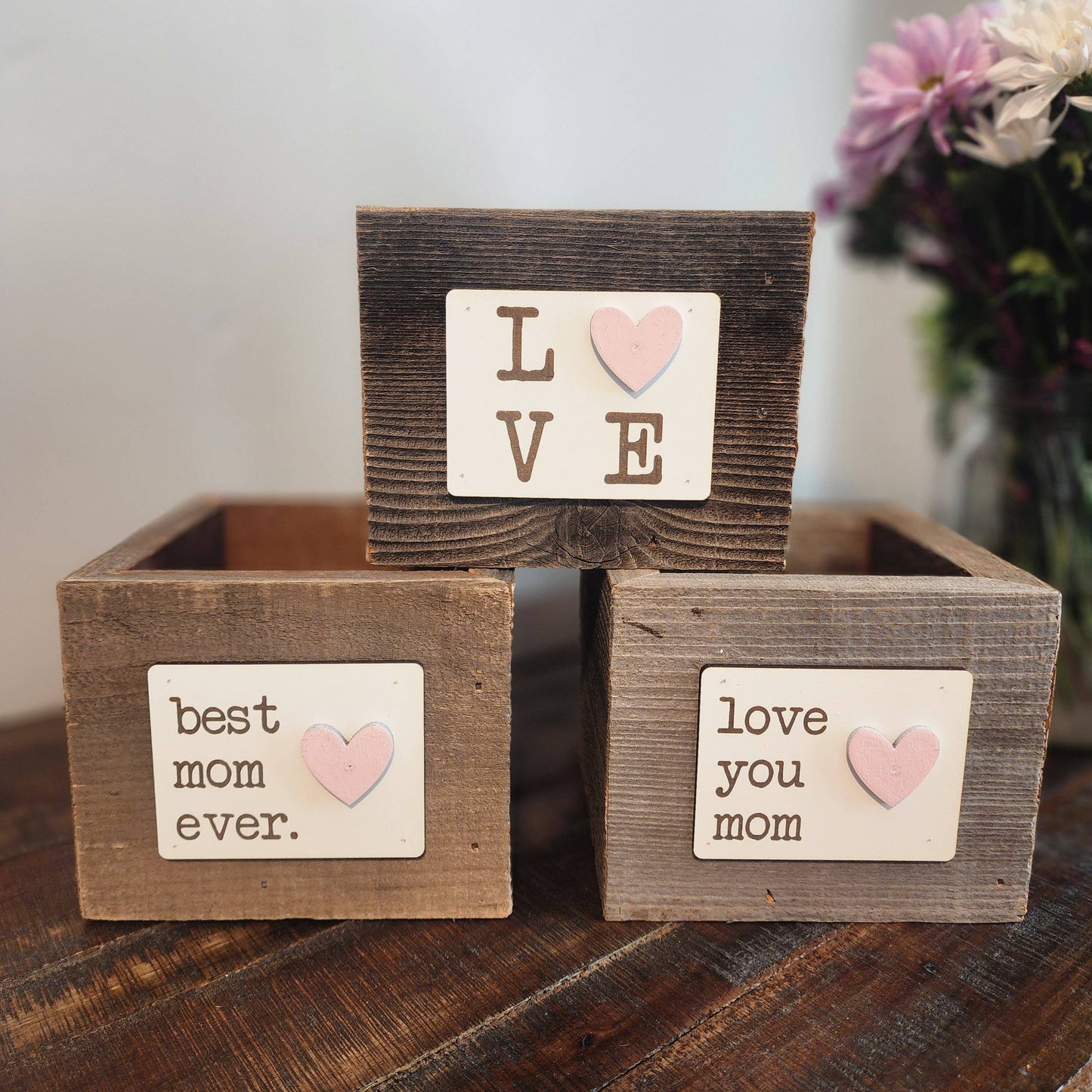 Love Reclaimed - Rustic Love You Mom Reclaimed Wood Planter Box