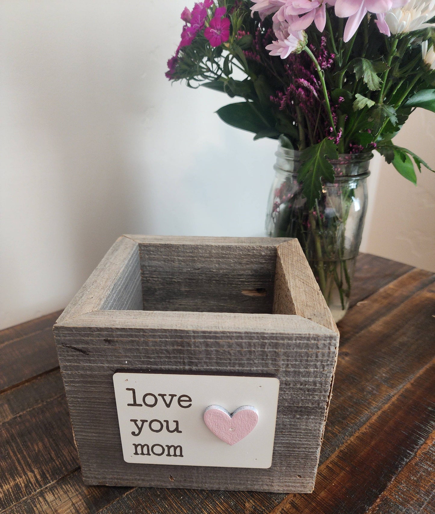 Love Reclaimed - Rustic Love You Mom Reclaimed Wood Planter Box