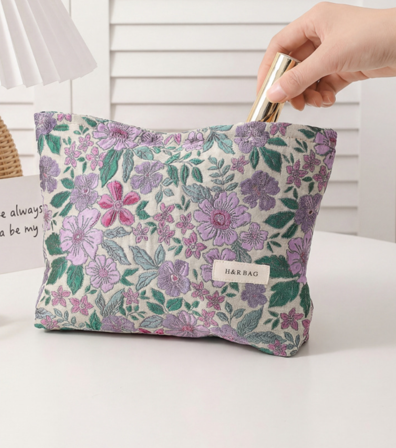 Juniper Tide - Purple Floral Cosmetic Pouch