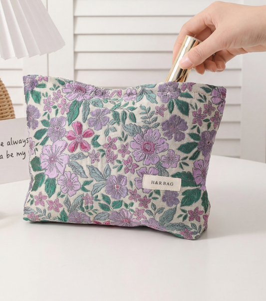 Juniper Tide - Purple Floral Cosmetic Pouch