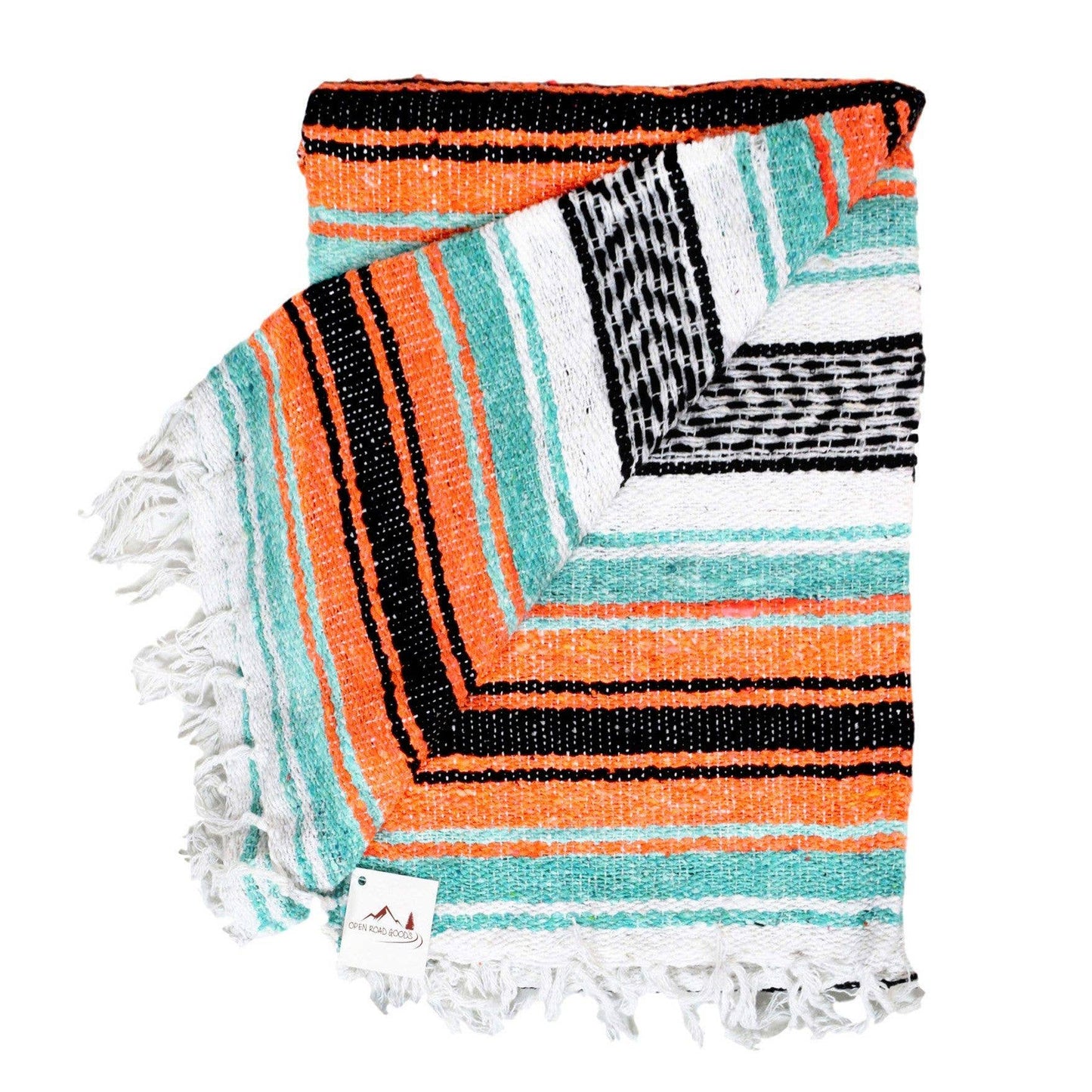 West Path - Mint and Orange Mexican Falsa Yoga Blanket