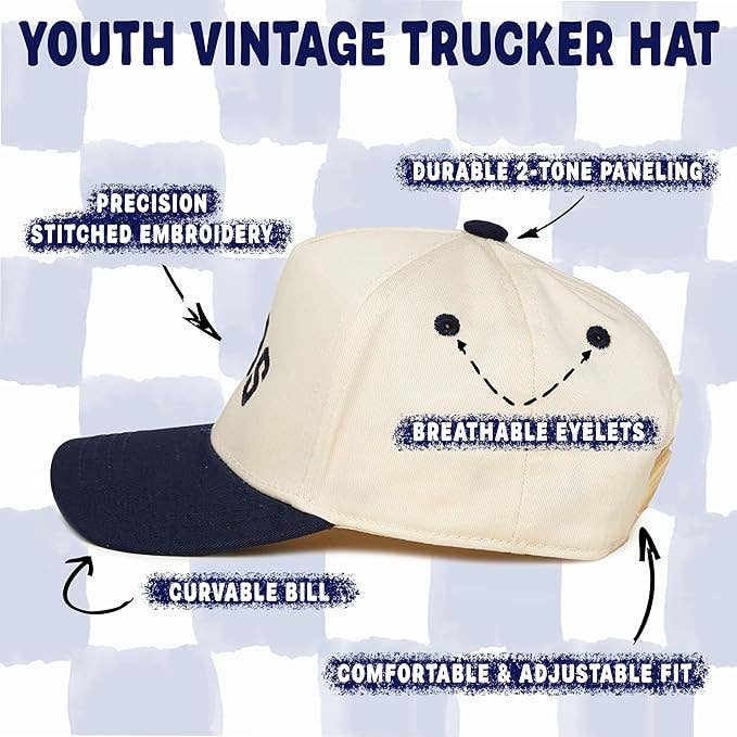 Kids/Baby Two Tone Vintage Cap - Bubs (Navy/Beige): Small (12-24 Months)