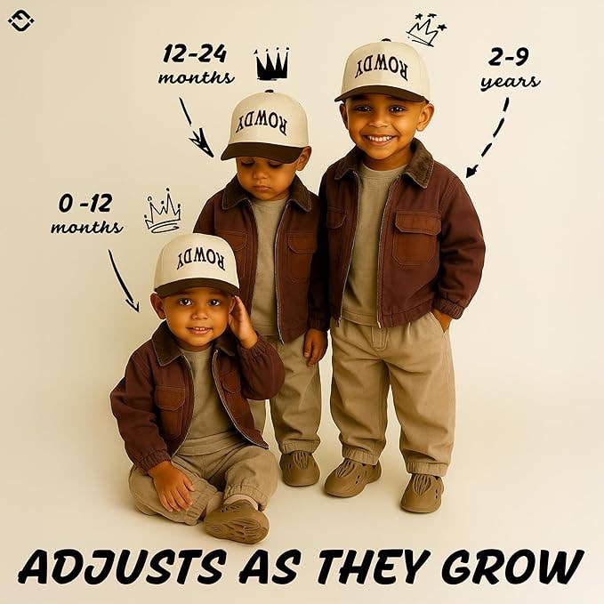 Kids/Baby 2-Tone Cap: Rowdy Upside Down - Brown/Beige: X-Small (0-12 Months)